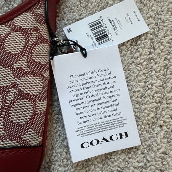Coach Hamptons Hobo Bag In Signature Textile Jacquard Ruby Silver - Picture 8 of 11